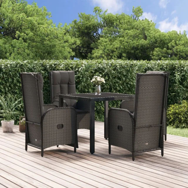 vidaXL 5-delige Tuinset met kussens poly rattan zwart, foto 2