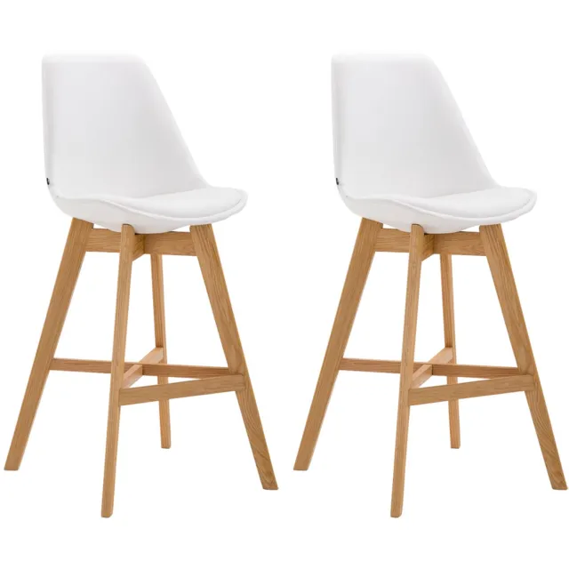 Luxe Comfort Barkruk - Set van 2 - Zithoogte 76 cm - Kunstleer - Wit wit natura
