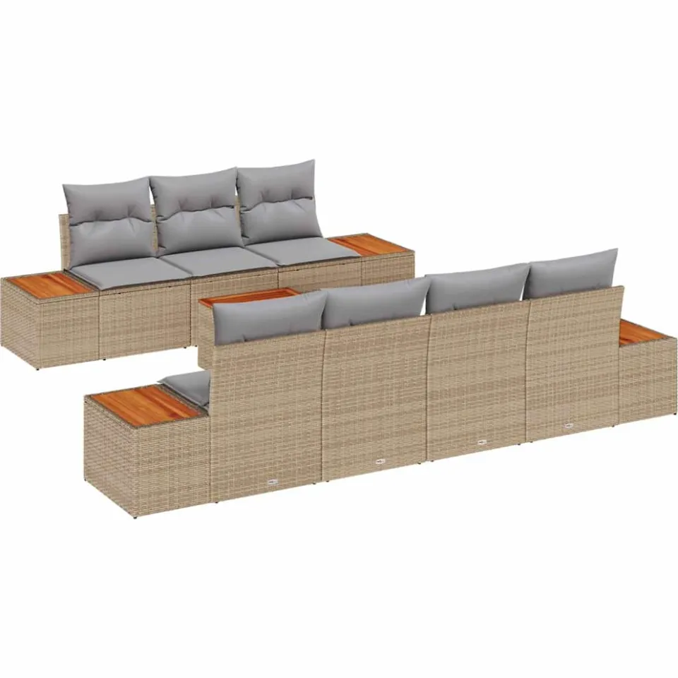 vidaXL Tuinbankenset 8 st Beige Poly riet