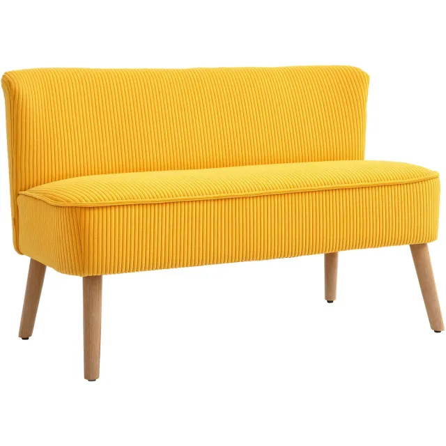 Homcom 2-zitsbank met houten frame - Loveseat, sofa - Geel Gelb