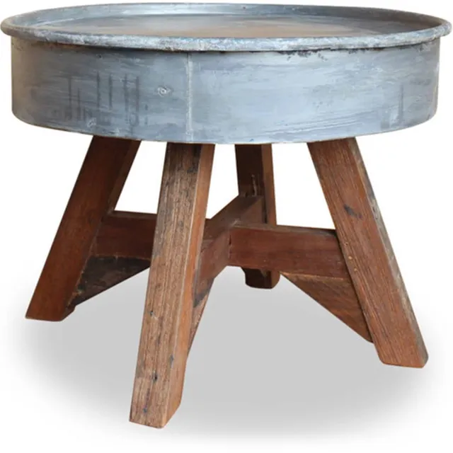 vidaXL Salontafel - 60x45 - cm - gemengd - gerecycled - hout - zilver