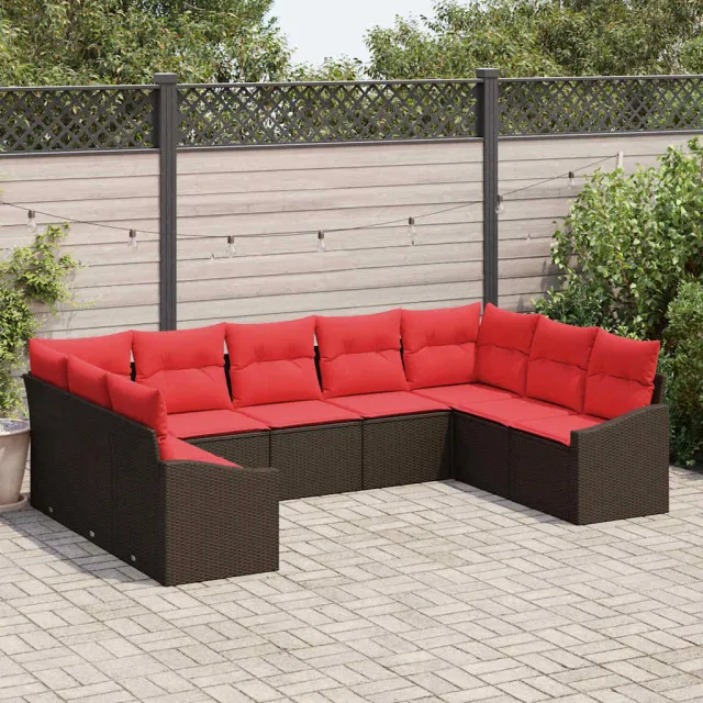 vidaXL Bankstel 9 st Bruin poly rattan, foto 2