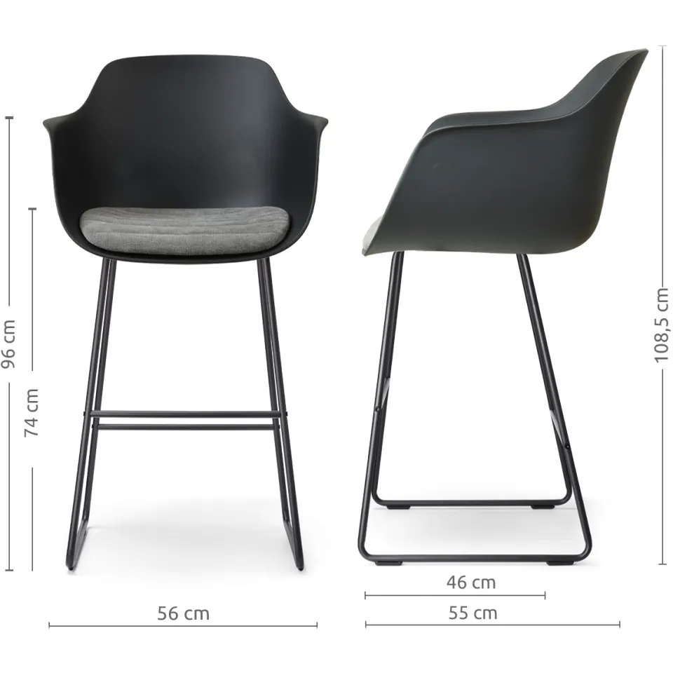 Nolon Nino-Liz barkruk zwart met zeegrijs zitkussen - zwart onderstel - 75 cm, foto 2