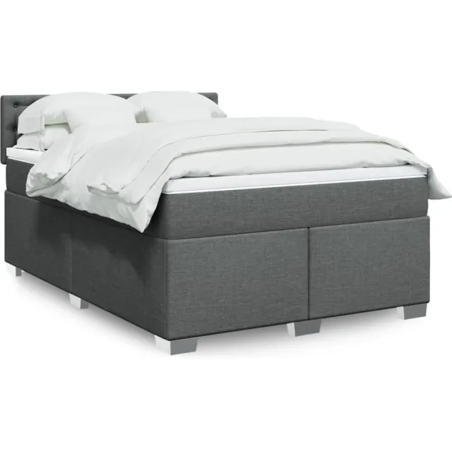 vidaXL Boxspring met matras stof donkergrijs 160x200 cm grijs