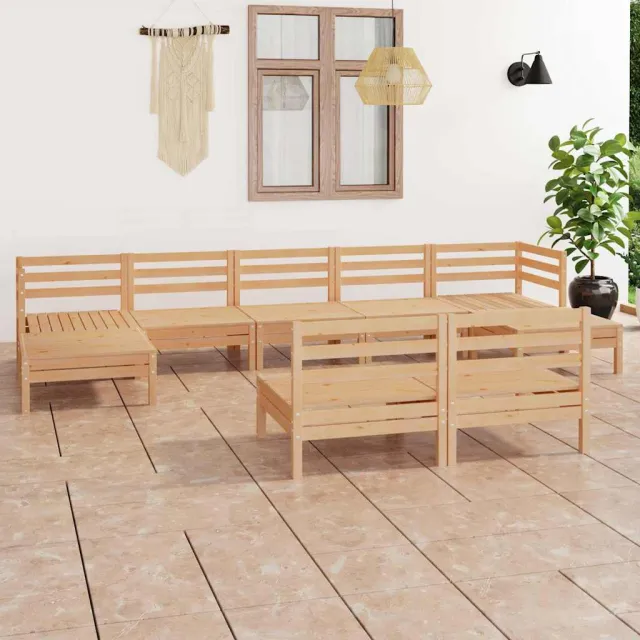 vidaXL 9-delige Loungeset massief grenenhout bruin, foto 2