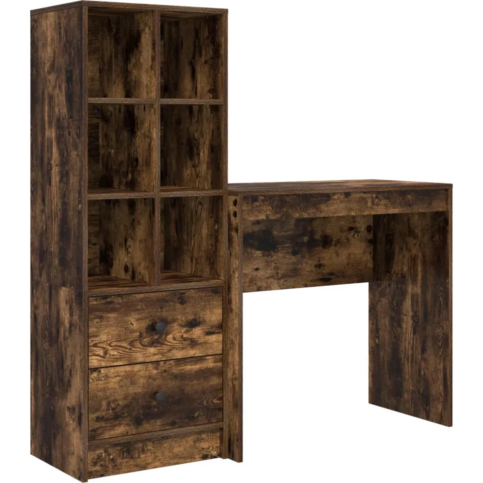vidaXL Bureau Gerookt eiken 125,5 x 40 x 127 cm 2 st Bruin