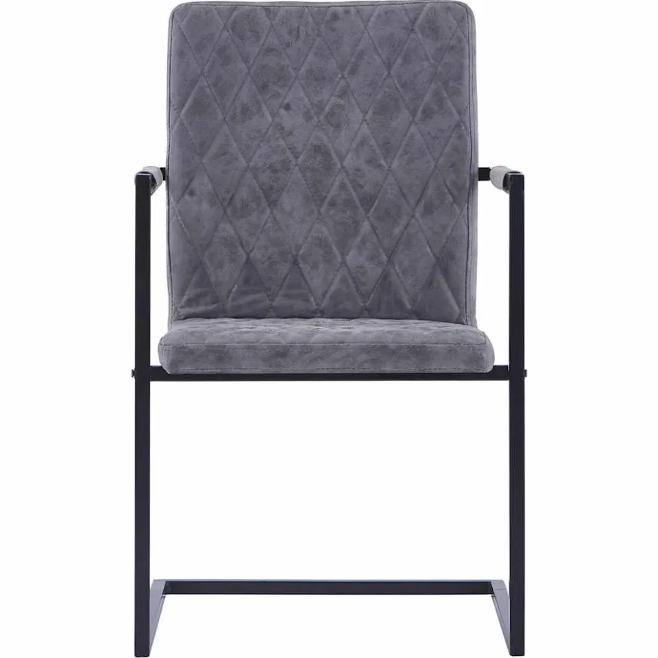 vidaXL Eetkamerstoelen 2 st kunstleer donkergrijs grijs, foto 3