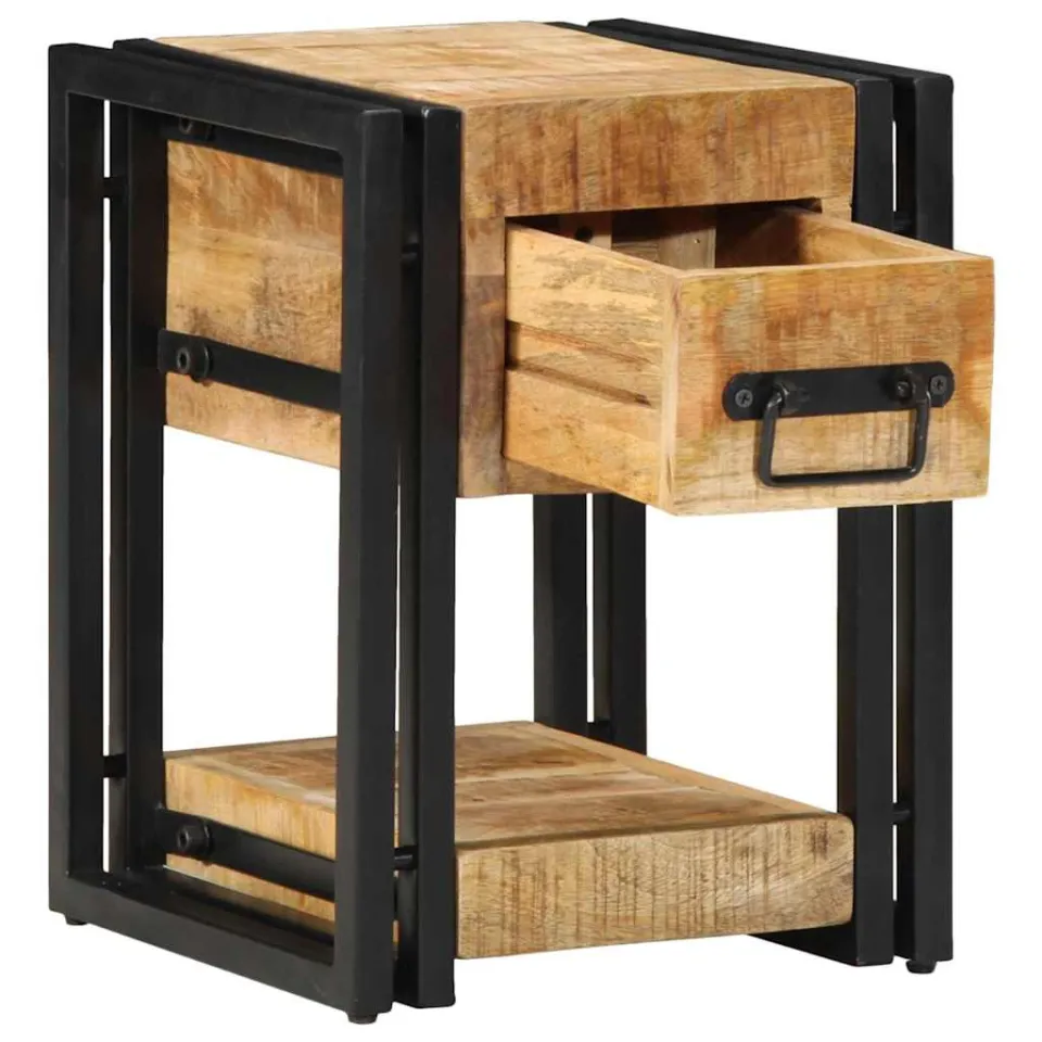 vidaXL Nachtkastje met lade Bruin 30 x 30 x 40 cm Massief Mango Hout, foto 2