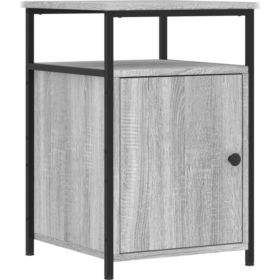 vidaXL Nachtkastje 40x42x60 cm bewerkt hout grijs sonoma eikenkleurig, foto 3