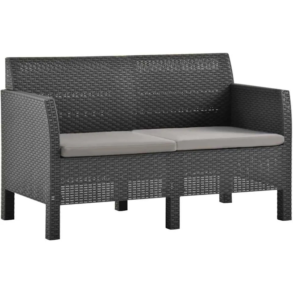 vidaXL 2-delige Loungeset met kussens PP rattan antracietkleurig, foto 4
