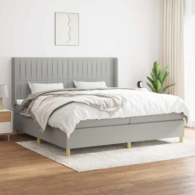 vidaXL Boxspring met matras stof lichtgrijs 200x200 cm grijs