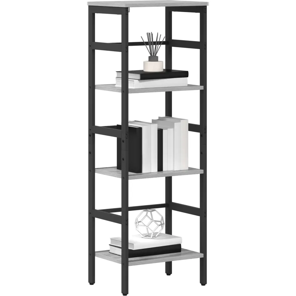 vidaXL Boekenkast 3-laags 40 x 29,5 x 115 cm Bewerkt hout Grijs Sonoma