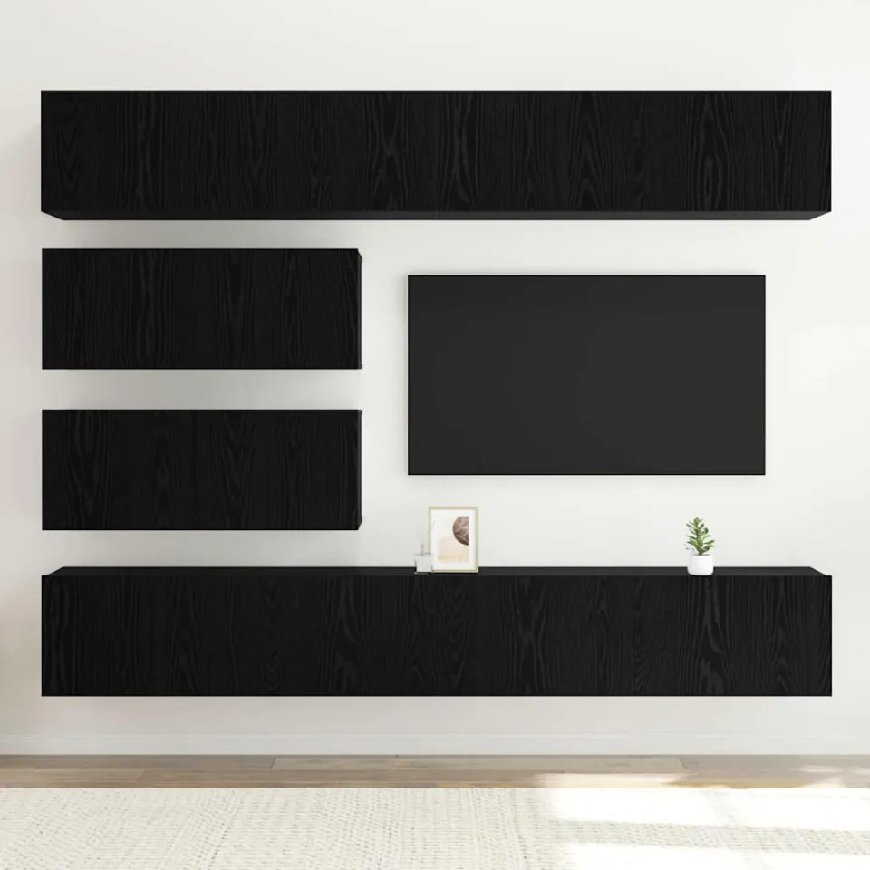 vidaXL Tv-meubelset 6 st 100 x 30 x 30,5 cm Zwart Eiken, foto 3