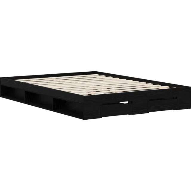vidaXL Bedframe 2 st Zwart eiken 120 x 200 cm Bewerkt hout