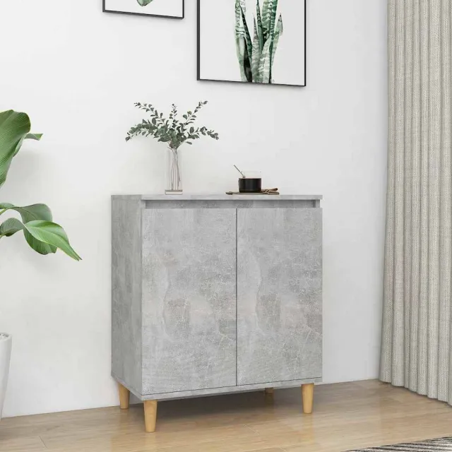 vidaXL Dressoir met houten poten 60x35x70 cm bewerkt hout betongrijs