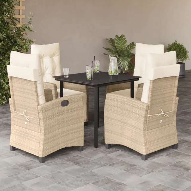 vidaXL 5-delige Tuinset met kussens poly rattan beige, foto 2