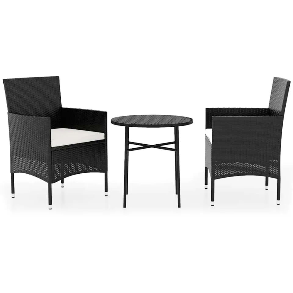vidaXL 3-delige Tuinset poly rattan zwart, foto 3