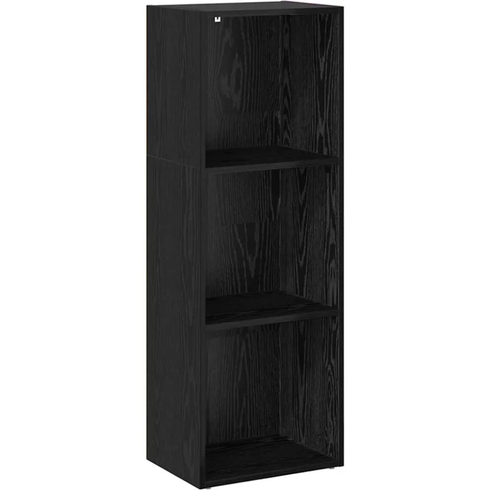 vidaXL Boekenkast 3-laags 40 x 30 x 114 cm Bewerkt hout Zwart Eiken, foto 3