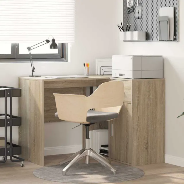 vidaXL Hoekbureau met lade met plank Sonoma Eiken 102 x 88 x 75 cm, foto 2