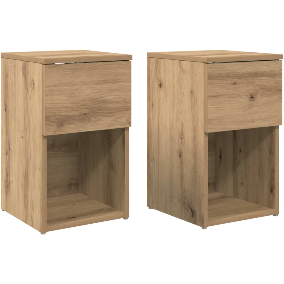 vidaXL Bed kast 2 st Artisanaal eiken 29 x 31,5 x 49 cm Bewerkt hout, foto 3