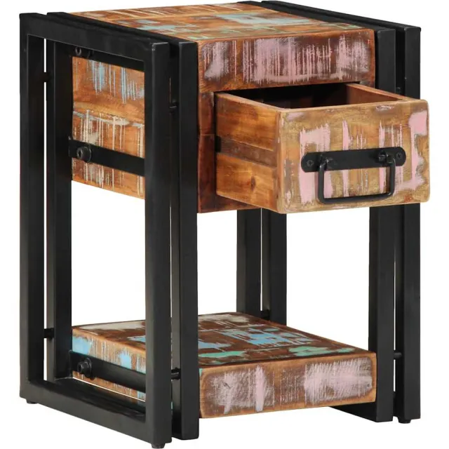 vidaXL Nachtkastje Multikleur 30 x 30 x 40 cm Massief Gerecycled Hout Bruin