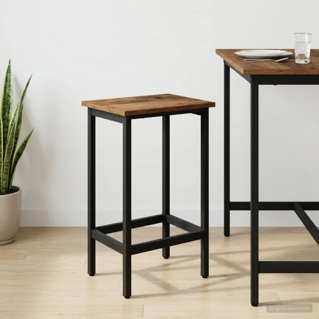 vidaXL Barkruk Oud hout 40 x 32 x 74 cm Bewerkt hout bruin, foto 2