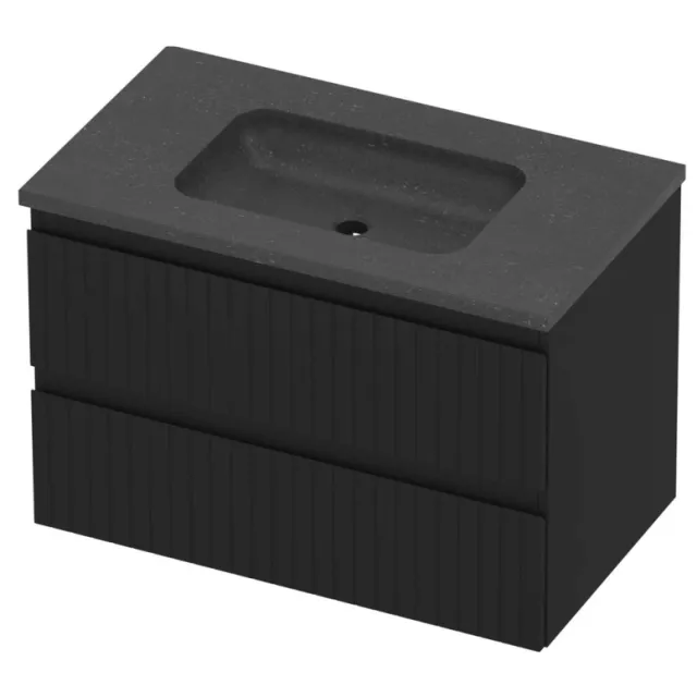 Proline Rollo Badmeubelset Hardsteen Elegant Gefreesd 80x46x54 cm Blue Stone Mat Zwart