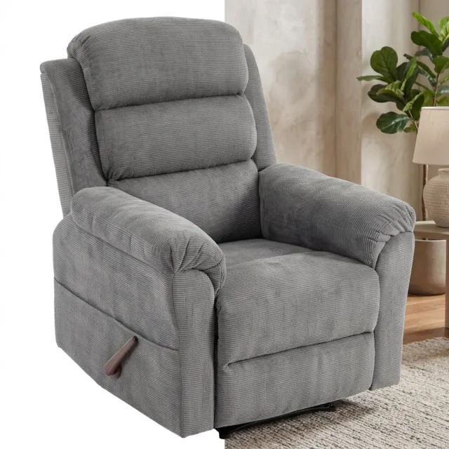 GranMaison Massagestoel - Relaxfauteuil - Zetel - Sta op stoel elektrisch - Stof - 1 persoons - Met armleuning - Zeer comfortabel - Elektrisch -Grijs