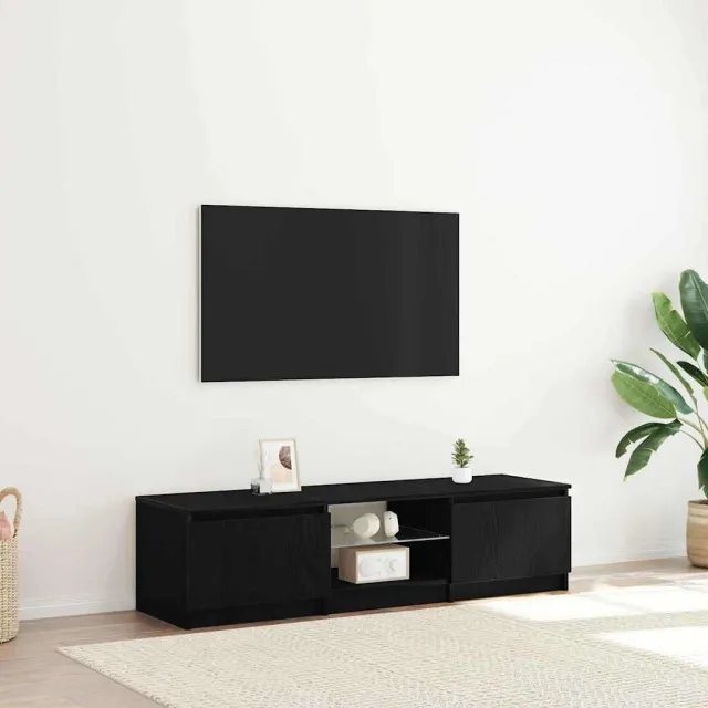 vidaXL TV-kast 140 x 38,5 x 36 cm Zwart Eiken Bewerkt hout, foto 2