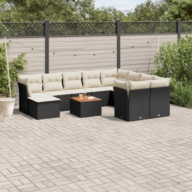 vidaXL 11-delige Loungeset met kussens poly rattan zwart, foto 2