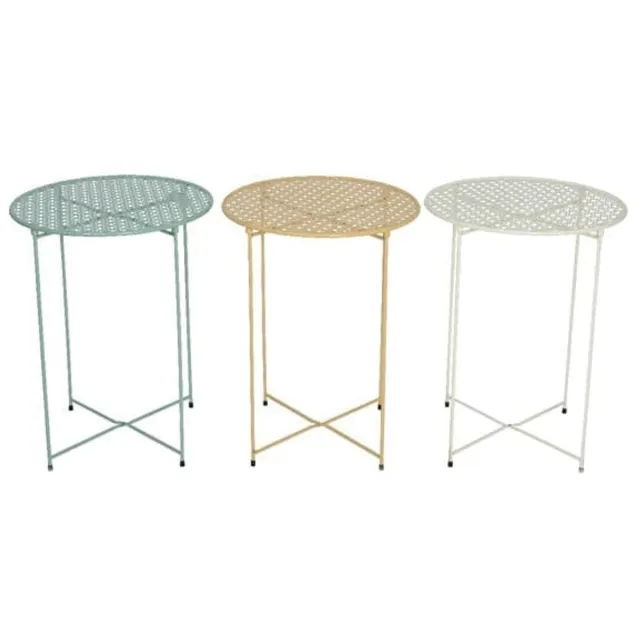 Kaemingk BV Kaemingk Indigo - Tuin Tafel - Metaal - Rond - 46 cm Wit;Geel;Groen