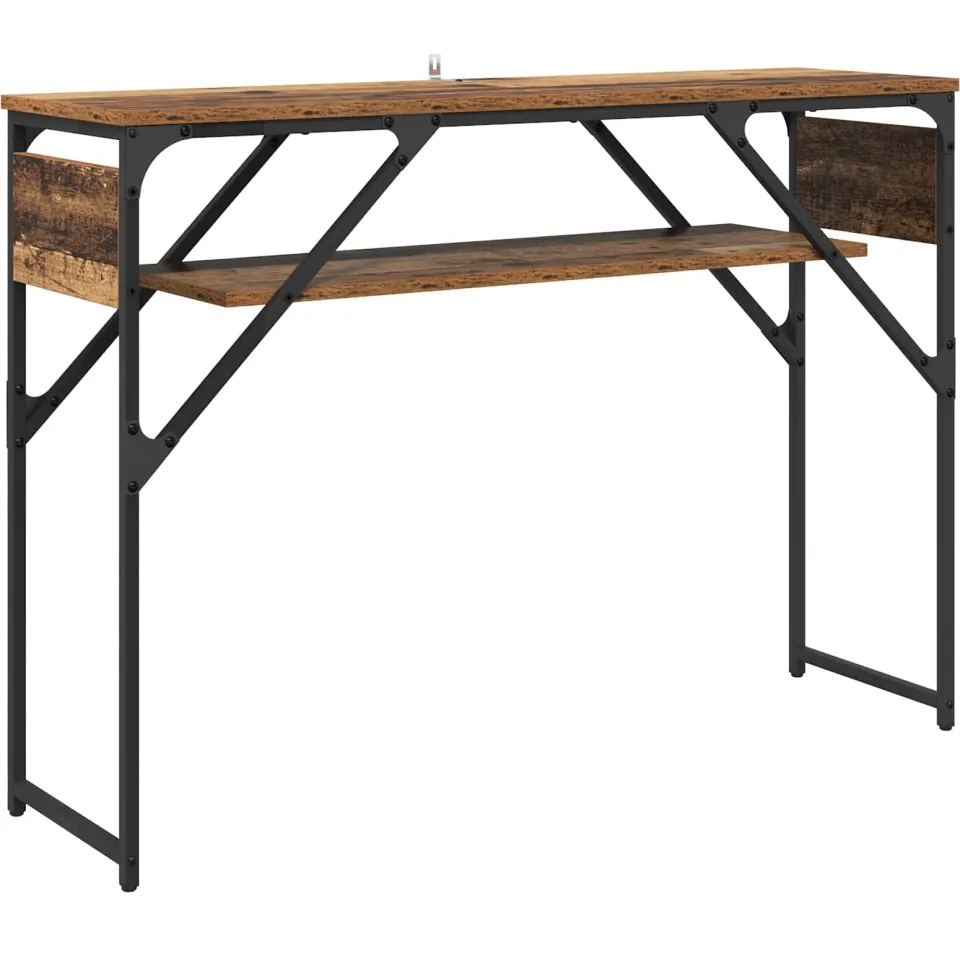 vidaXL Consoletafel Oud Hout Bewerkt hout 105x30x75cm bruin, foto 3