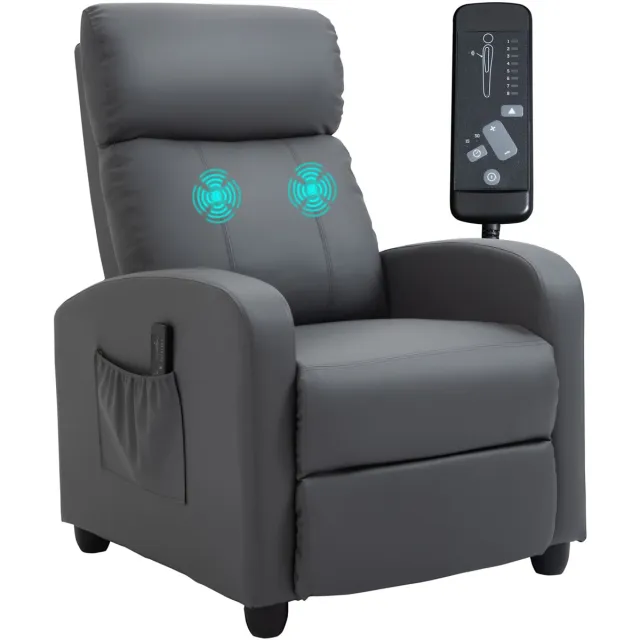 Homcom massage relaxfauteuil met afstandsbediening - Massagestoel, tv-fauteuil, relaxstoel - Grijs
