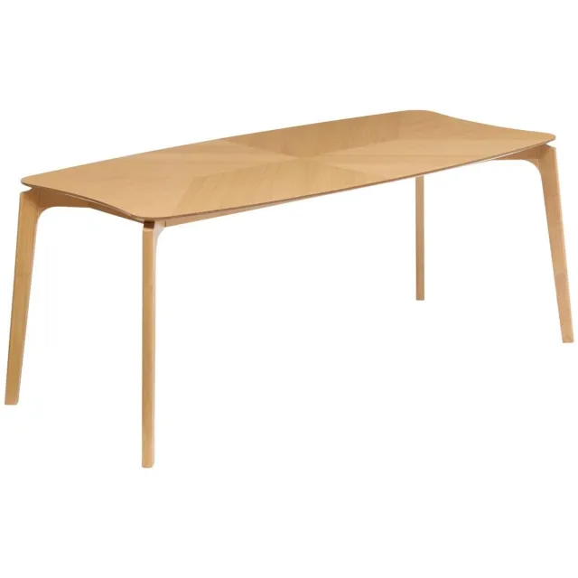 Atmosphera Créateur d'intérieur® Eettafel voor 8 personen met eikenfineer en massief rubberhout onderstel ILONA Sable
