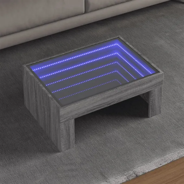 vidaXL Salontafel met Infinity LED 70x50x30 cm grijs sonoma eikenkleur, foto 2