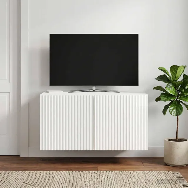 vidaXL Wandbeugel TV-kast 59,5 x 41 x 30 cm Hoogglans Wit Bewerkt hout