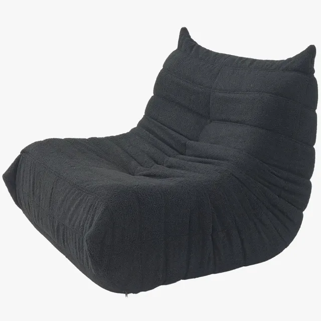 Creatorally Eenpersoons vloerlounge stoel van cloud velvet - zwart - zachte compressie-zitstoel voor woonkamer en slaapkamer