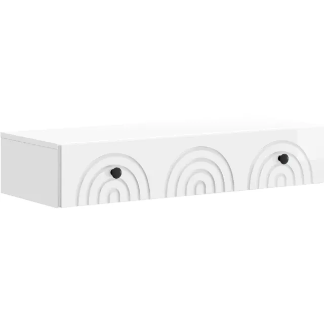 vidaXL Wandgemonteerde - Zijtafel - 87,5 - x - 34,5 - x - 17 - cm - Bewerkt - hout Hoogglans wit
