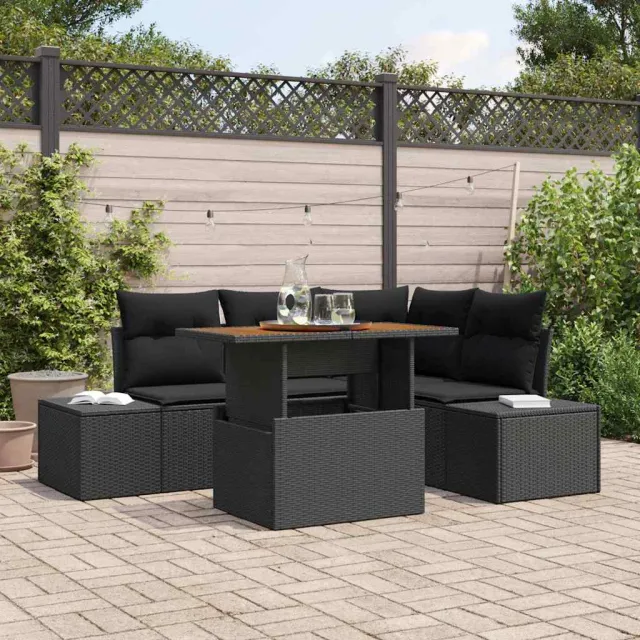 vidaXL Tuin Sofa Set 5 st Zwart Poly riet, foto 2