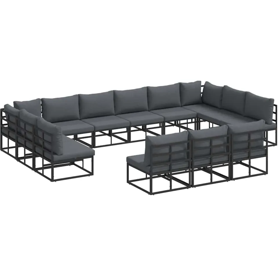 vidaXL Tuinbankenset 13 st Zwart Aluminium