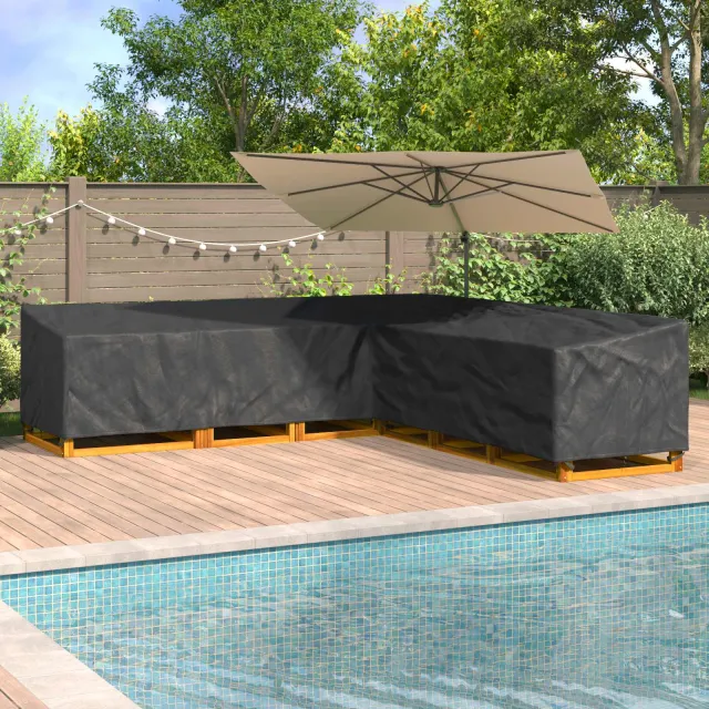 vidaXL Meubelhoes 325 x 325 x 80 cm 420D Oxford Stof L-vorm Waterdicht Zwart