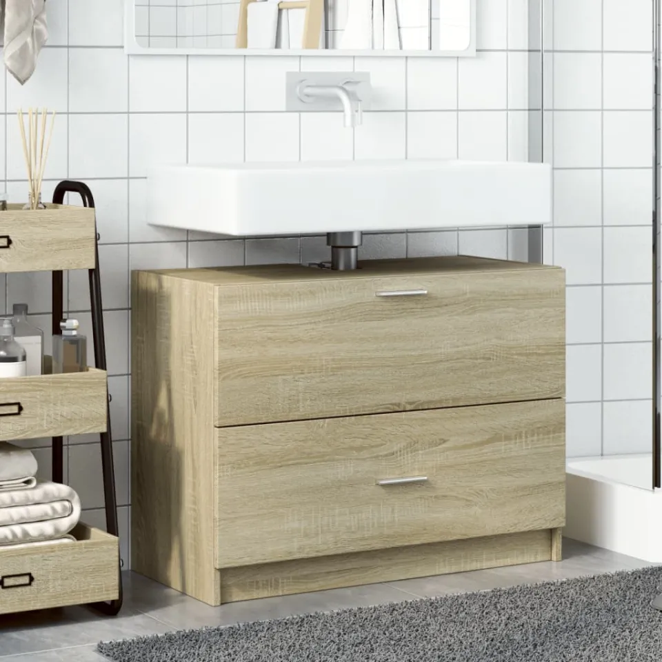 vidaXL Wastafelkast 78x37x59 cm bewerkt hout sonoma eikenkleurig, foto 3