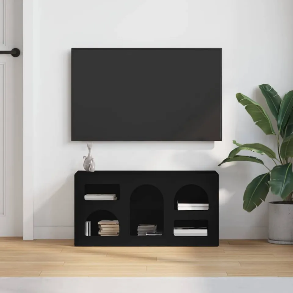 vidaXL TV-kast ELST 80 x 35 x 40 cm Zwart Bewerkt hout, foto 4