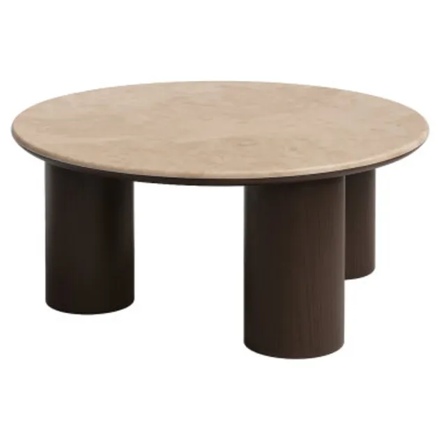 Meubelplaats Salontafel Piazze rond - marmer espresso bruin - Ø90x40 cm Bruin Bruin