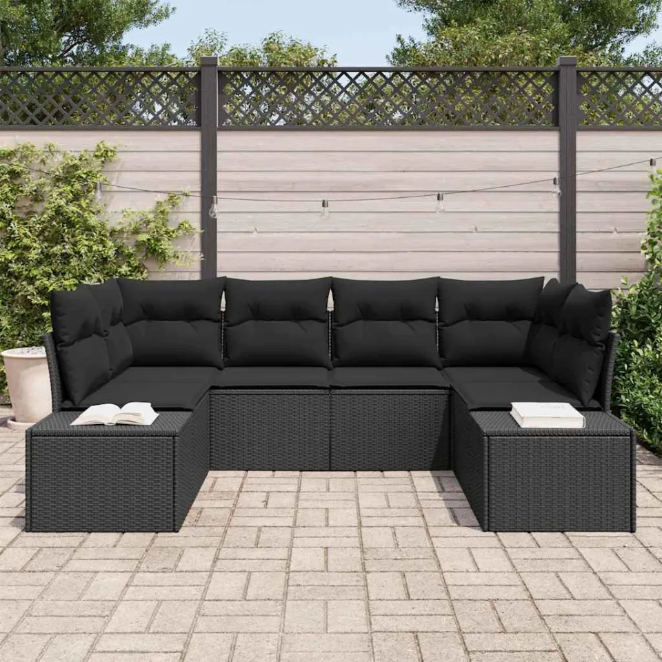 vidaXL Tuin Sofa Set 6 st Zwart poly rattan, foto 3