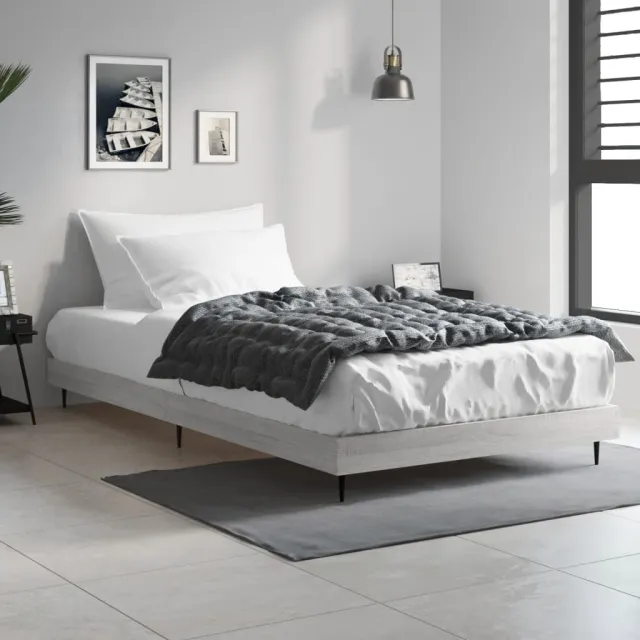 vidaXL Bedframe bewerkt hout betongrijs 90x200 cm
