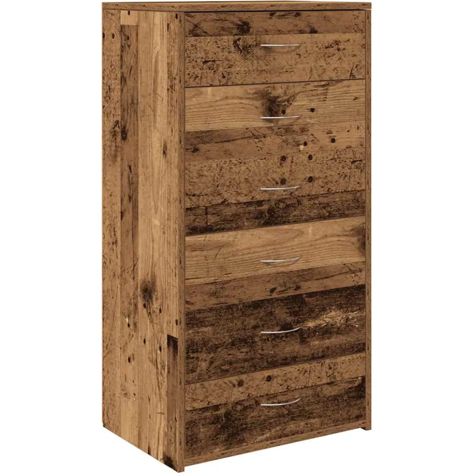 vidaXL Dressoir met 6 lades 50x34x96 cm bewerkt hout oud houtkleurig bruin, foto 3