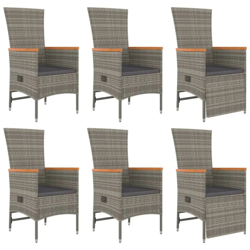 vidaXL 7-delige Tuinset met kussens poly rattan grijs, foto 3