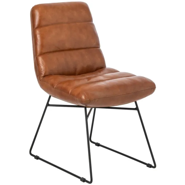 J-Line Stoel - leer - camel Bruin