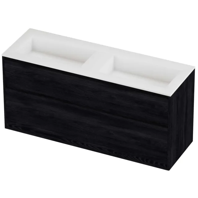 Proline Aristo Badmeubelset Polystone Elegant 140x46x67 cm Mat White Black Oak Eiken